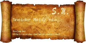 Sneider Melánia névjegykártya